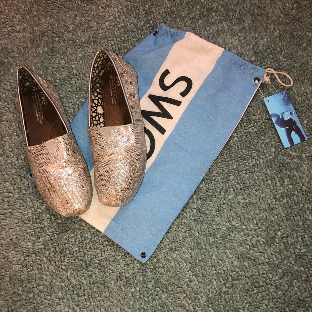 Sparkly silver TOMS